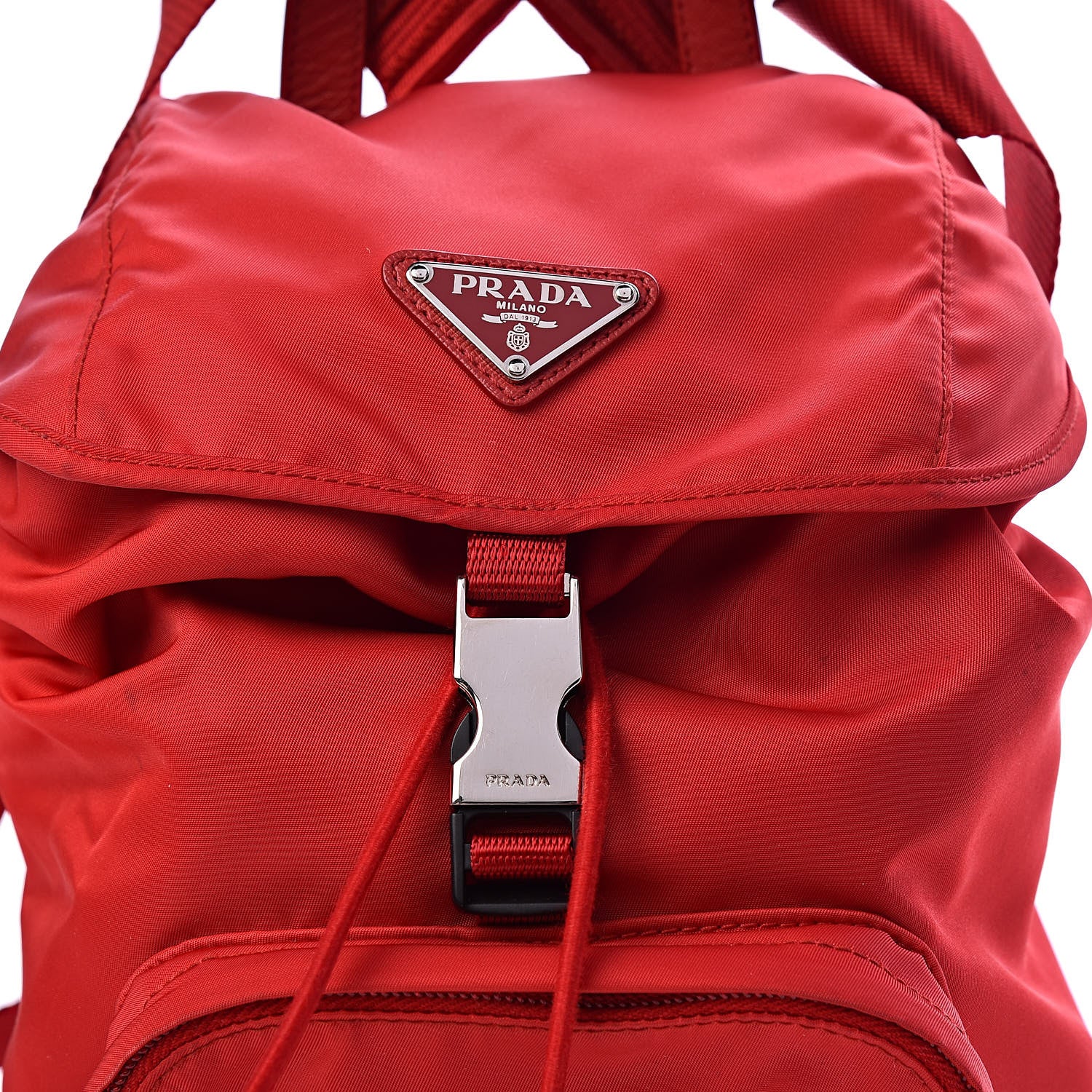 Prada Tessuto Nylon Vela Saffiano Mini Single Snap Buckle Backpack Rosso 10 of 10
