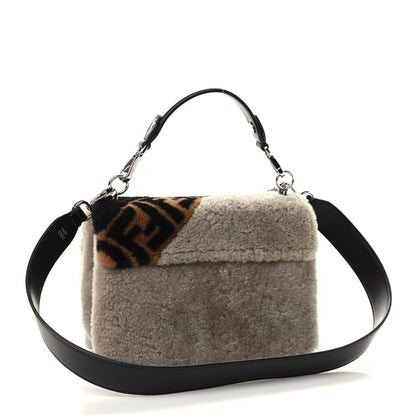 Fendi Shearling Calfskin Macro FF 1974 Diagonal Mania Kan I Shoulder Bag Multicolor 4 of 10