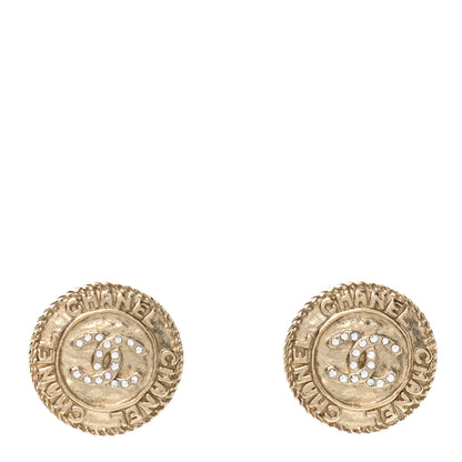 Chanel Crystal CC Round Earrings Gold 1 of 4