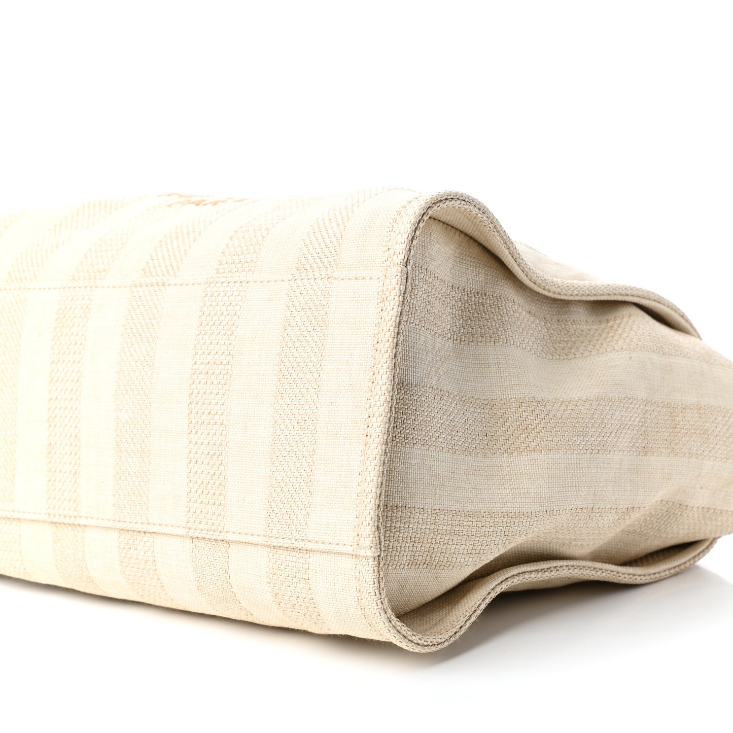 Mixed Fibers Striped Medium Deauville Tote Beige