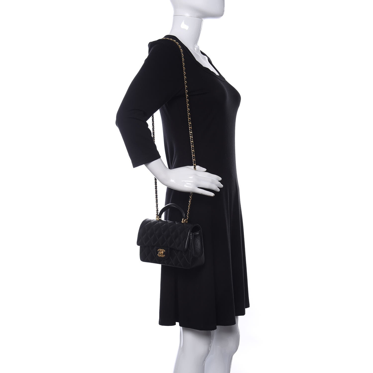 Chanel Lambskin Quilted Mini Top Handle Rectangular Flap Black 2 of 10