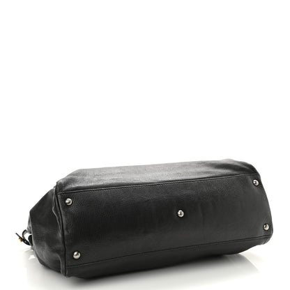 Fendi Goatskin Zucca Large Peekaboo Iconic Satchel Black Tobacco 4 of 14