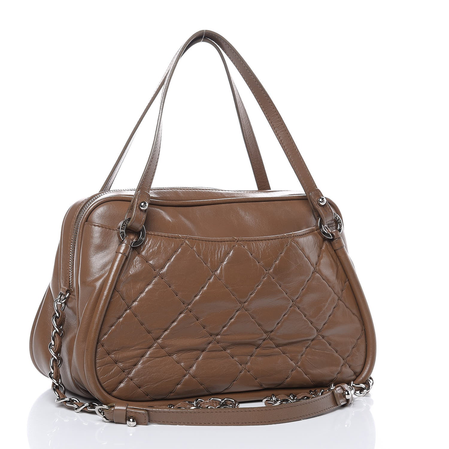 Chanel Iridescent Calfskin Quilted Relax CC Camera Case Brown 3 of 18