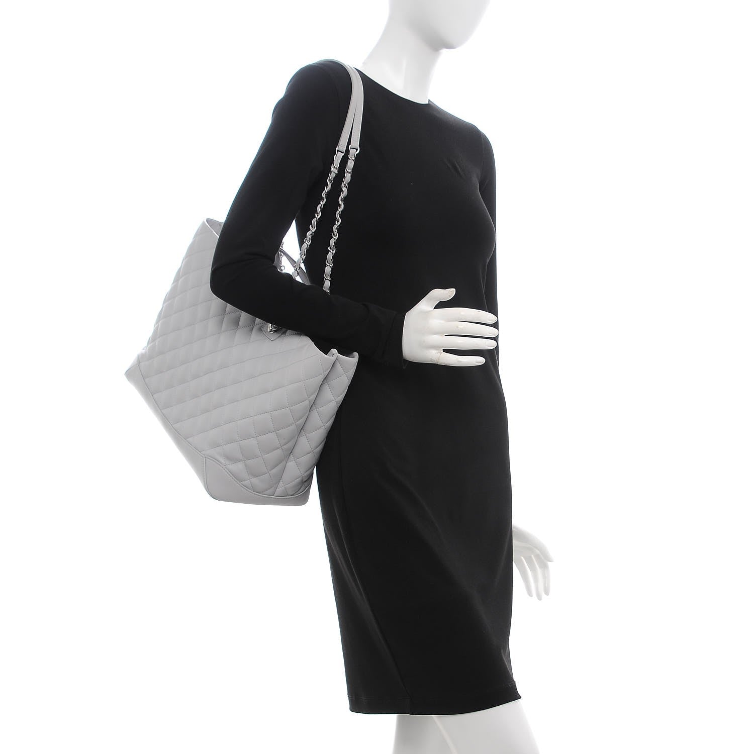 Chanel Calfskin Quilted Large Easy Shopping Tote Grey 3 of 13