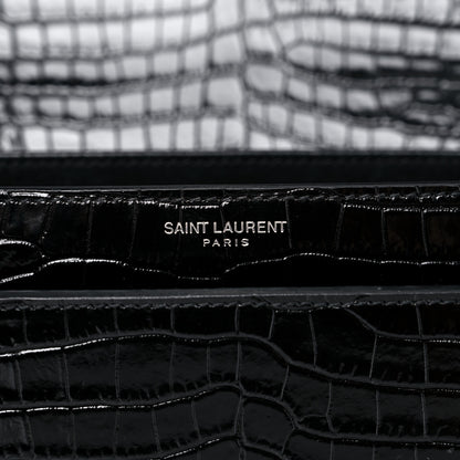 Saint Laurent Calfskin Crocodile Embossed Medium Monogram Sunset Black 6 of 14
