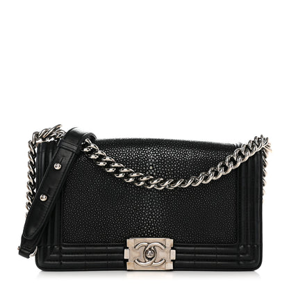 Chanel Galuchat Stingray Medium Boy Flap Black 1 of 12