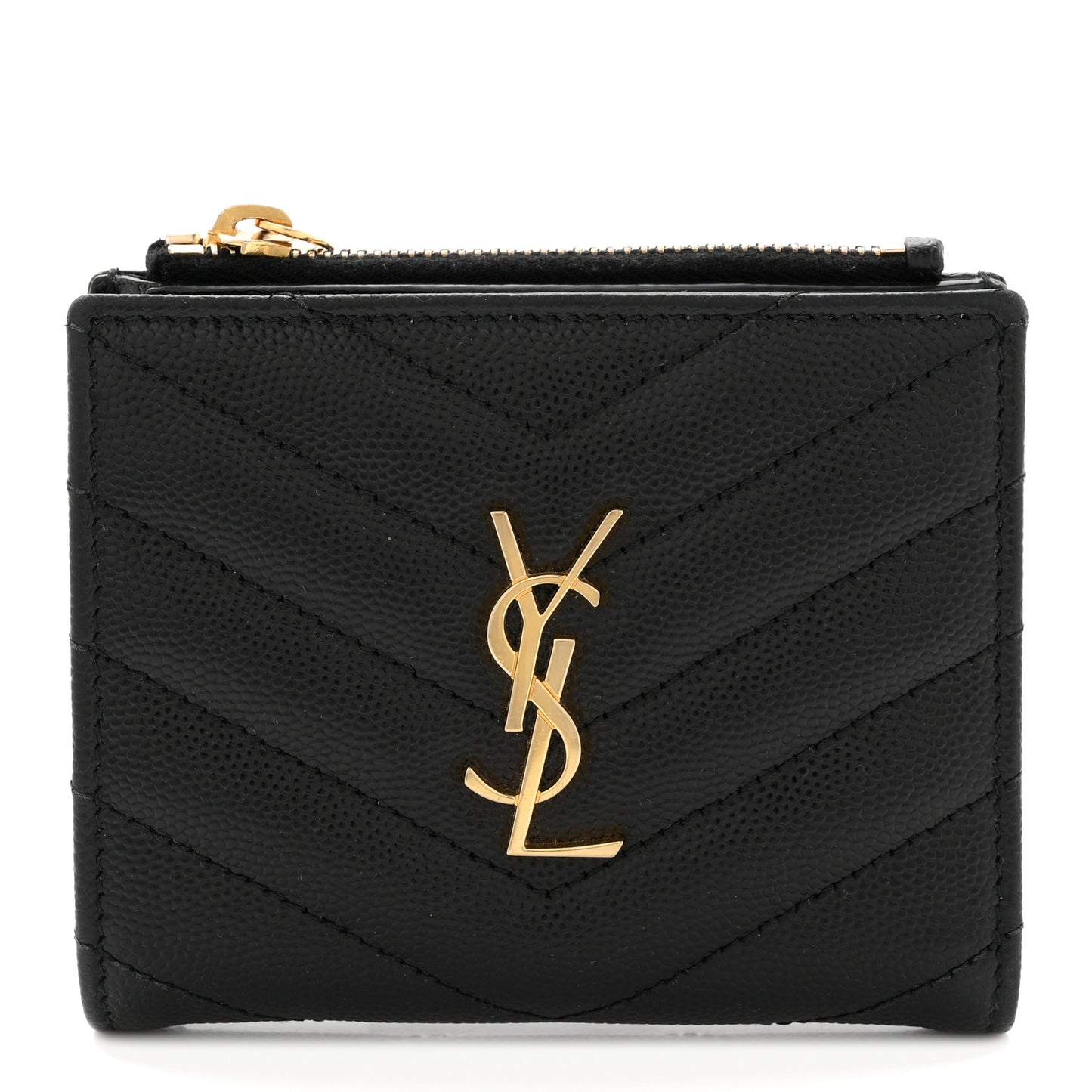 Grain De Poudre Matelasse Chevron Monogram Zipped Card Case Black