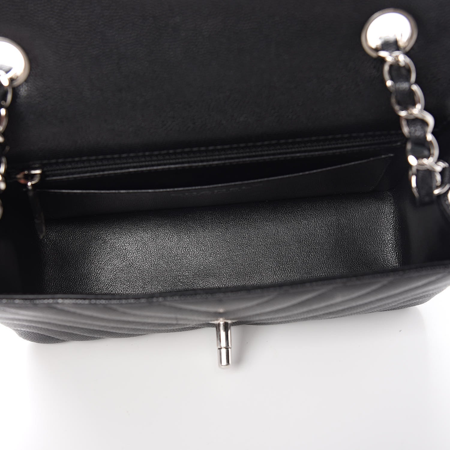Chanel Caviar Chevron Quilted Mini Rectangular Flap Black 5 of 12