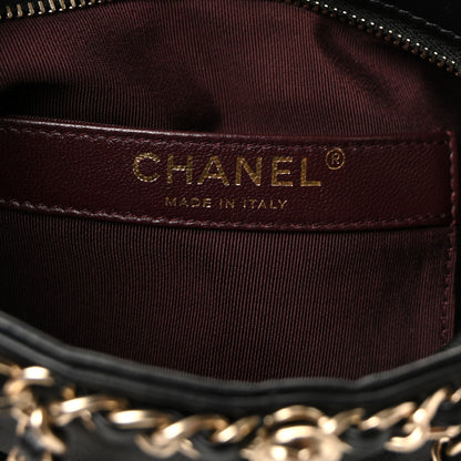 Chanel Lambskin Chain Frame Medallion Shoulder Bag Black 6 of 10