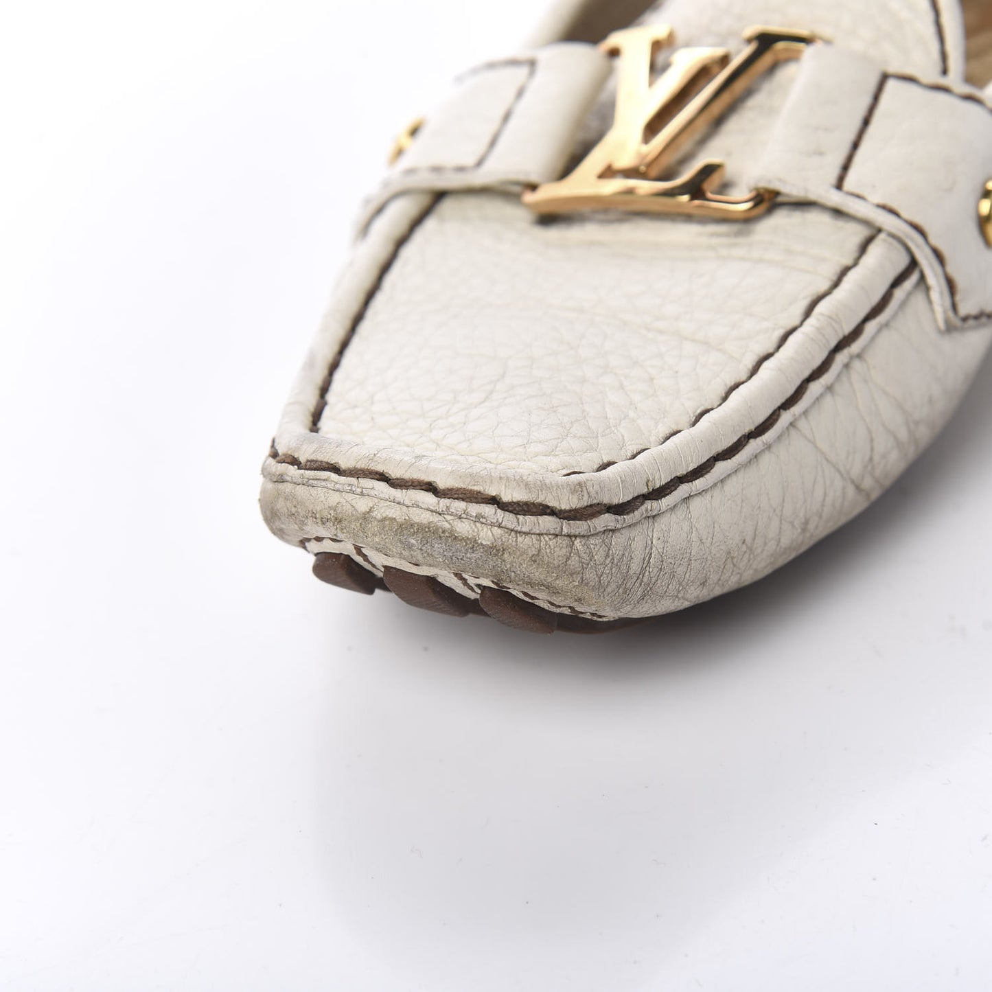 Grained Calfskin Oxford Loafers 38.5 White
