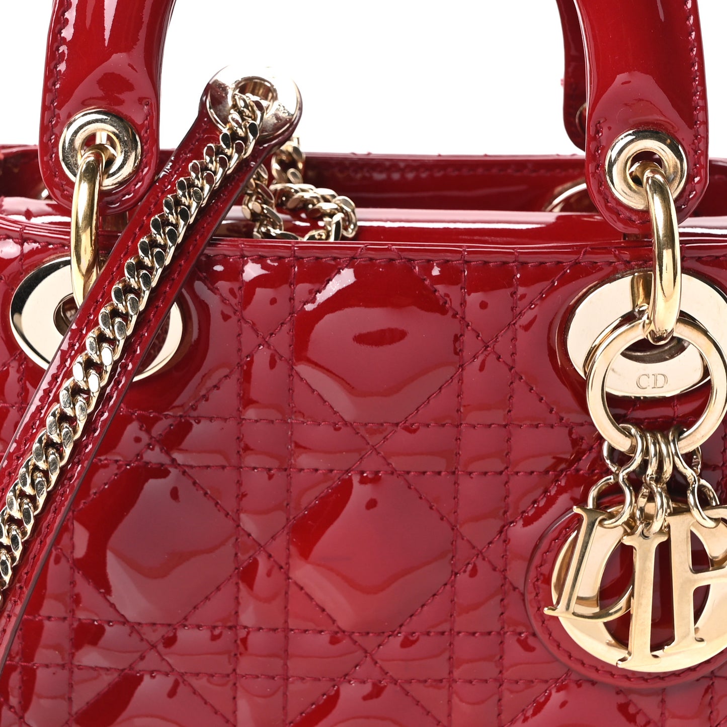 Patent Cannage Mini Lady Dior Red