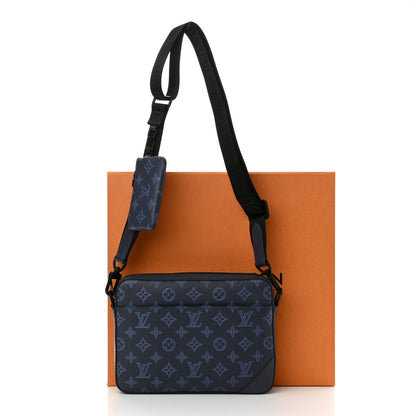 Louis Vuitton Calfskin Monogram Shadow Duo Messenger Navy Blue 10 of 10