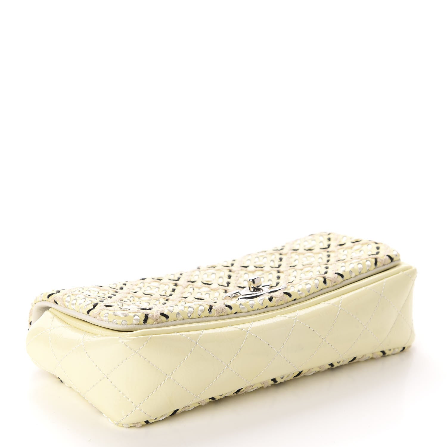 Chanel Patent Perforated Woven Flap White Black 4 of 10