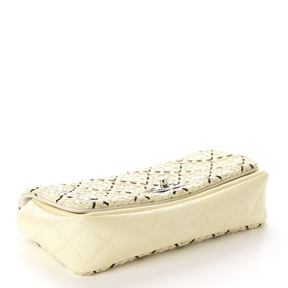 Chanel Patent Perforated Woven Flap White Black 4 of 10