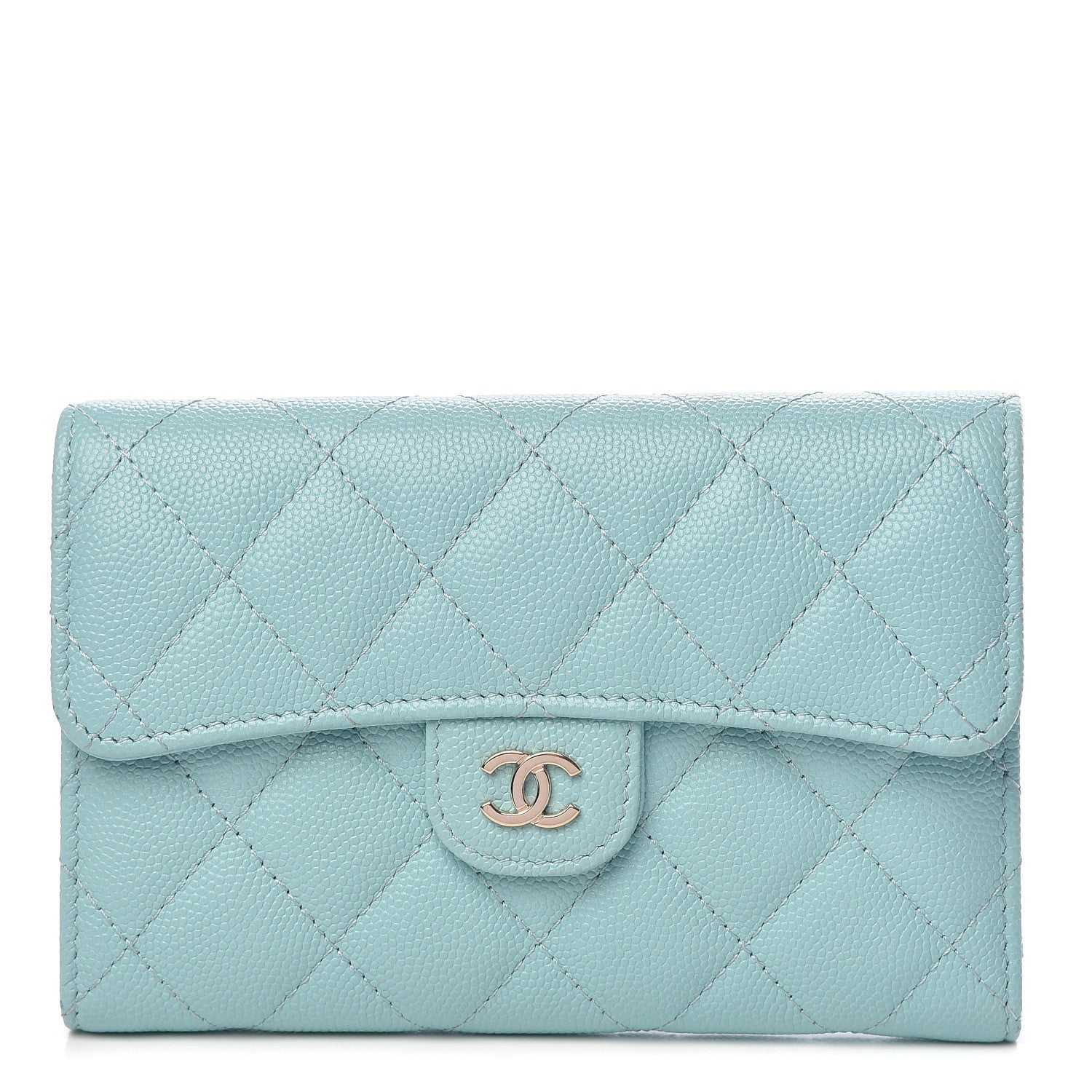 Chanel Caviar Quilted Medium Flap Wallet Light Blue 1 of 10