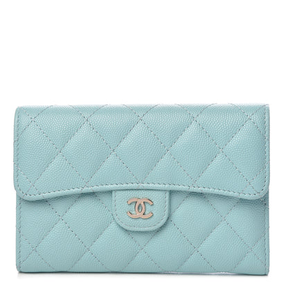 Chanel Caviar Quilted Medium Flap Wallet Light Blue 1 of 10