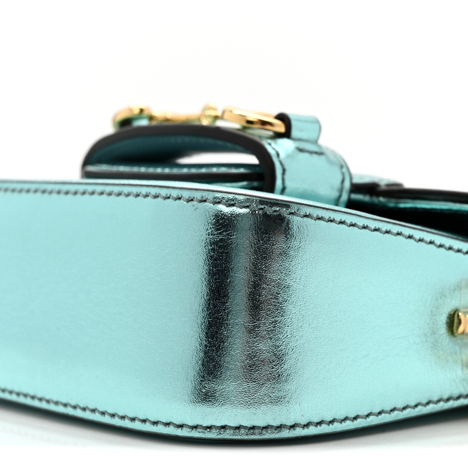 Gucci Metallic Calfskin Super Mini Horsebit 1955 Shoulder Bag Light Blue 10 of 10