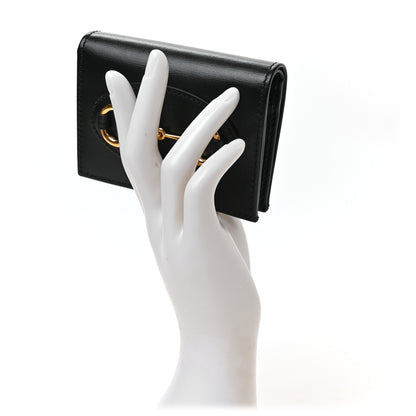 Gucci Boarded Plutone Calfskin Horsebit 1955 Card Case Wallet Black 2 of 6