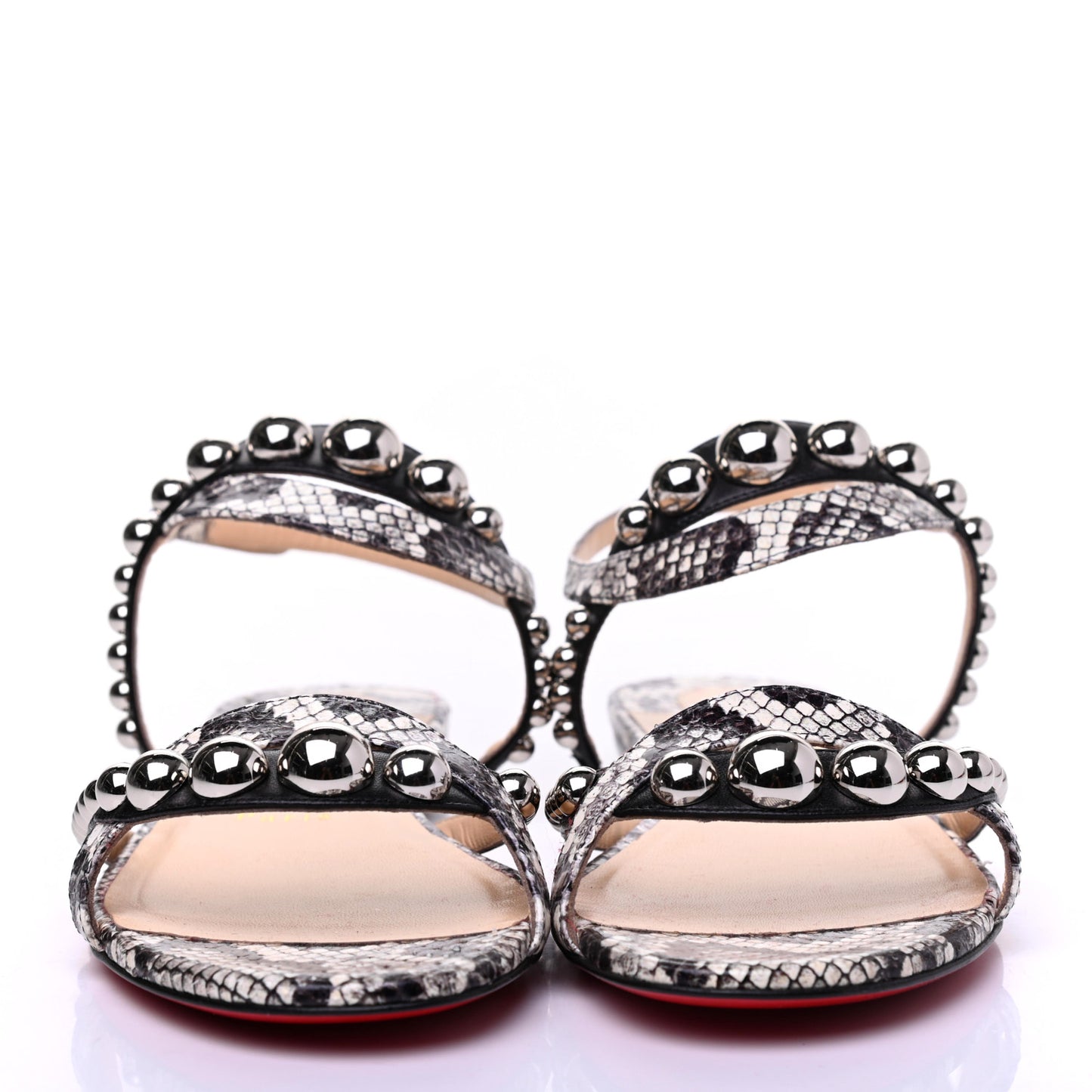 Nappa Watersnake Print Galeria Flat Sandals 39.5 Black