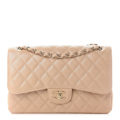 Chanel Iridescent Caviar Quilted Jumbo Double Flap Beige 1 of 9