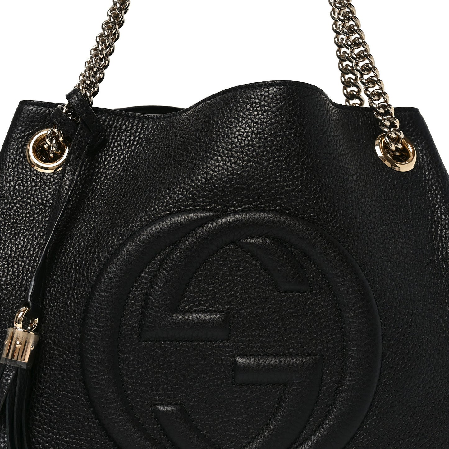 Pebbled Calfskin Medium Soho Chain Shoulder Bag Black