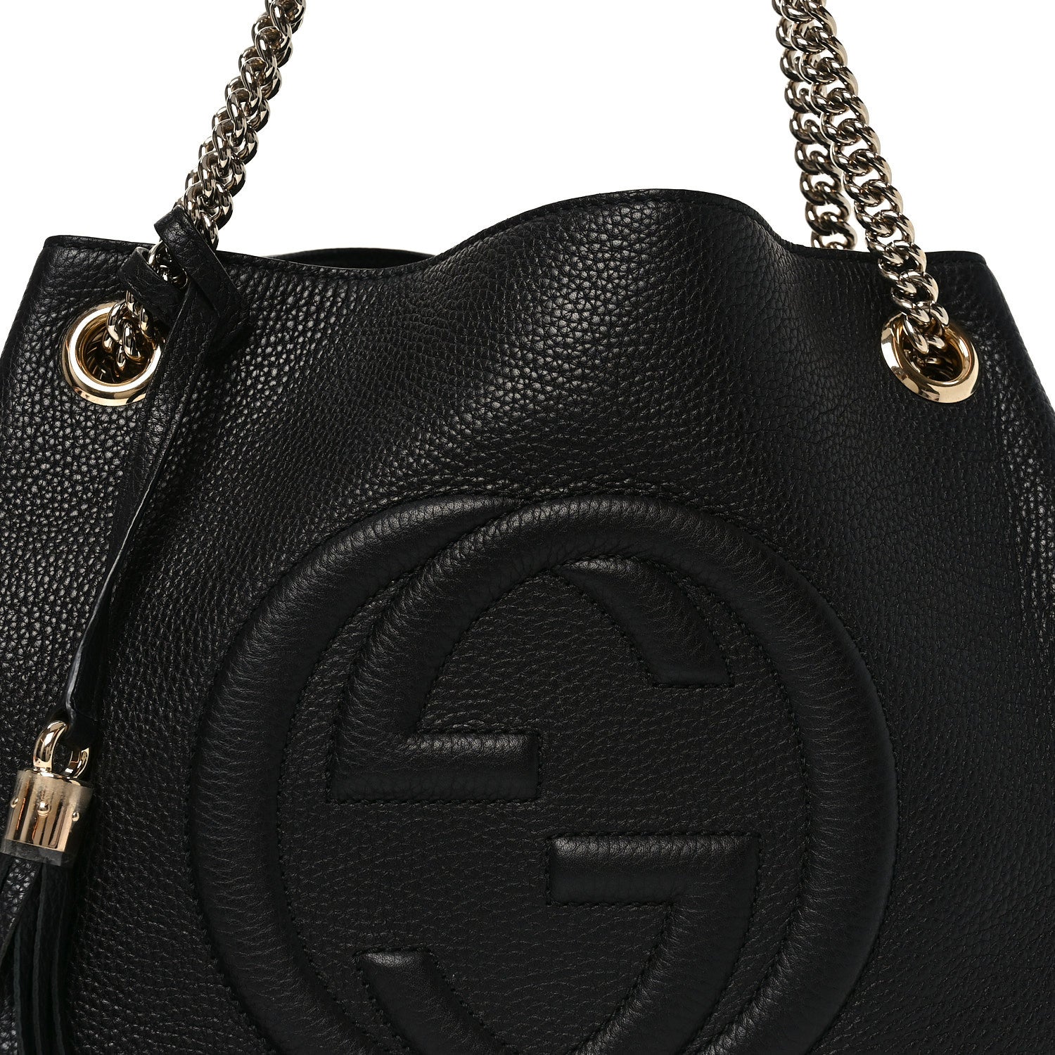 Gucci Pebbled Calfskin Medium Soho Chain Shoulder Bag Black 7 of 9