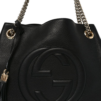 Gucci Pebbled Calfskin Medium Soho Chain Shoulder Bag Black 7 of 9