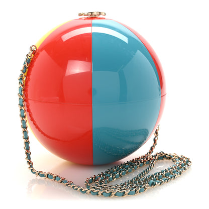 Chanel Plexiglass Coco Beach Ball Minaudiere Clutch Red White Yellow Blue 3 of 9