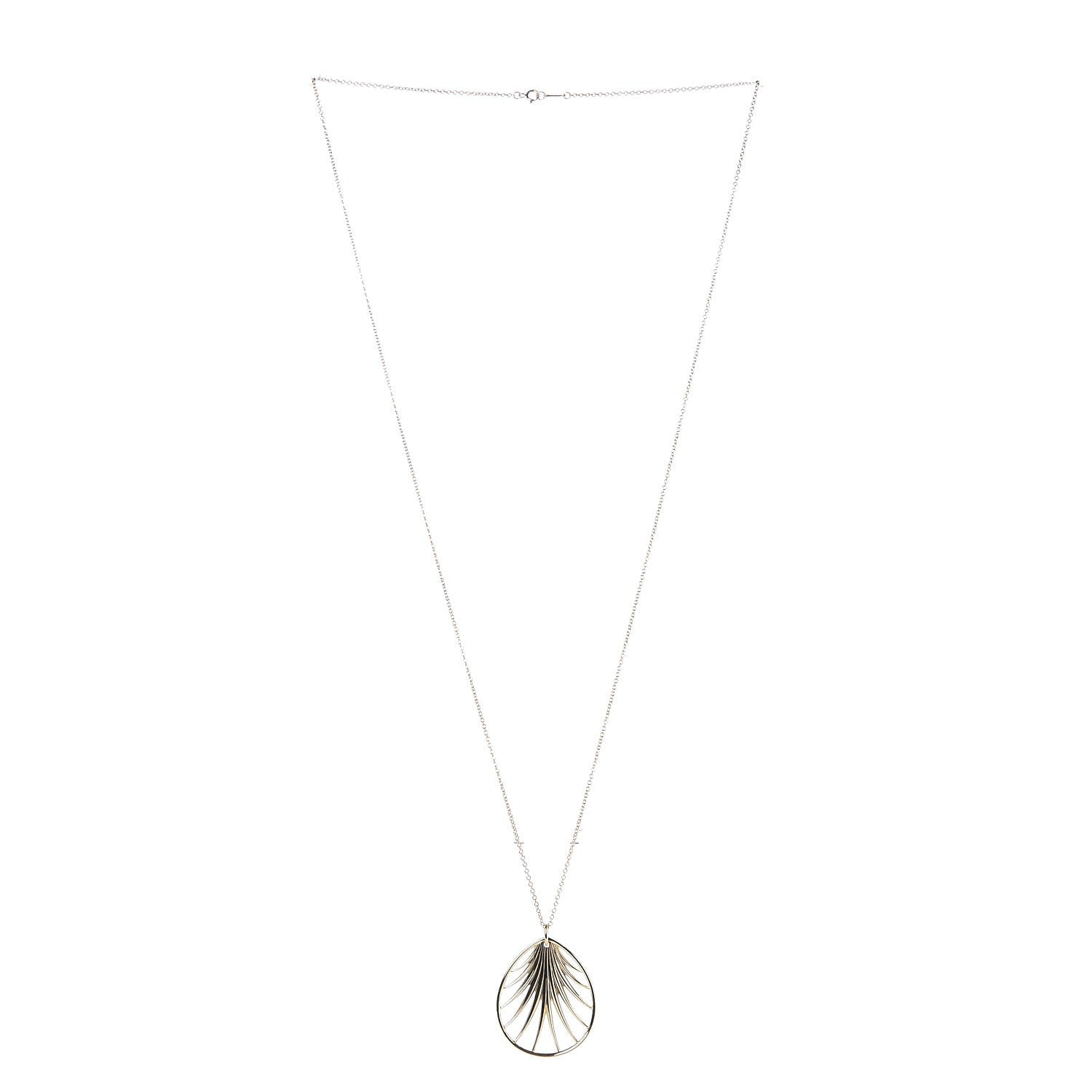 Tiffany 18K Yellow Gold Large Paloma Picasso Villa Paloma Palm Pendant Necklace 30 3 of 7