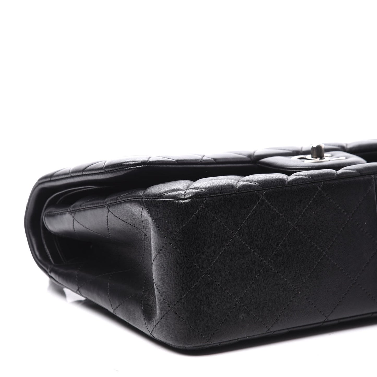 Lambskin Quilted Jumbo Double Flap Black