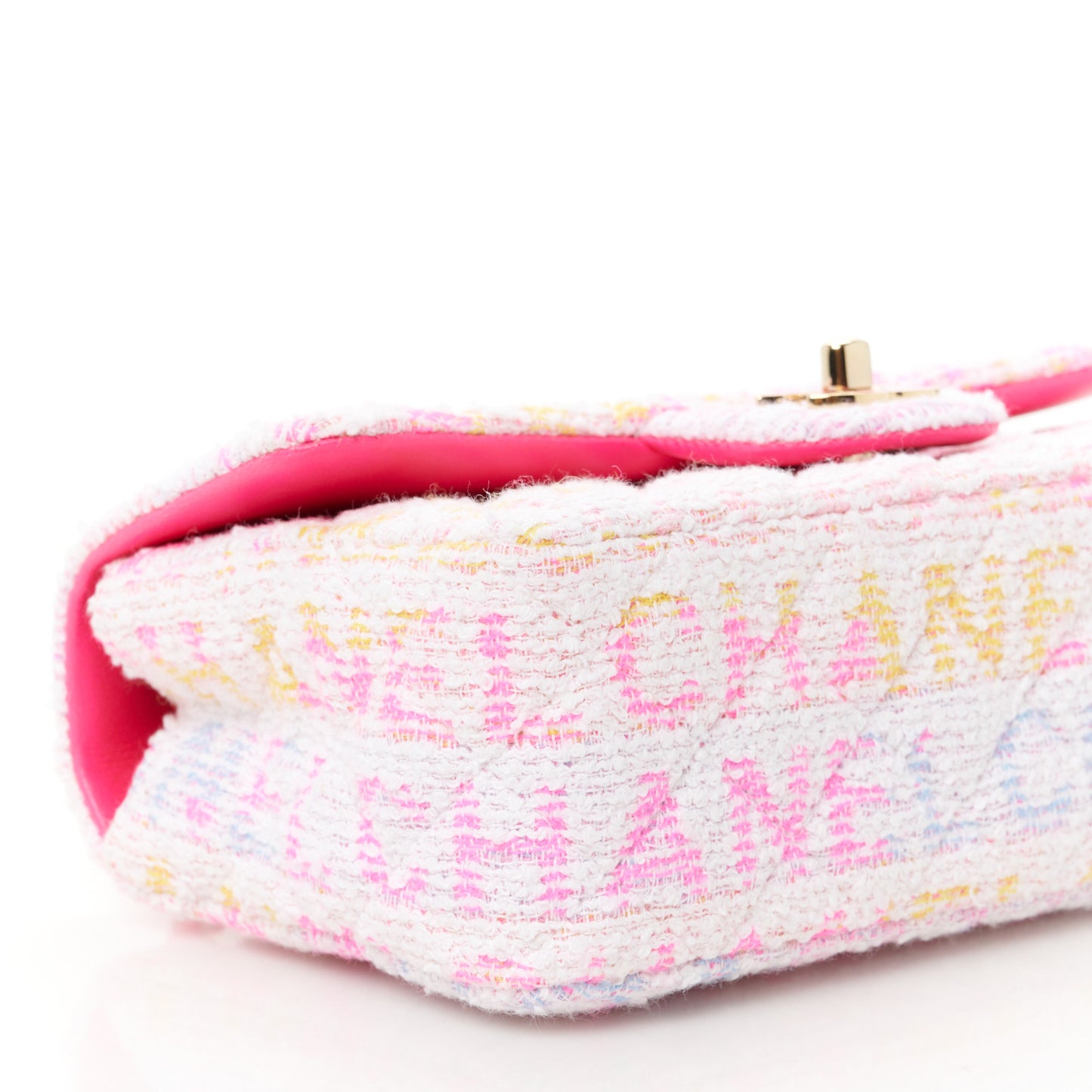 Tweed Quilted Mini Rectangular Flap Pink Multicolor