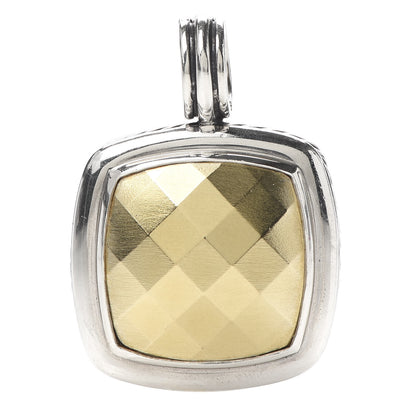David Yurman Sterling Silver 18K Yellow Gold 20mm Albion Dome Enhancer Pendant 1 of 3