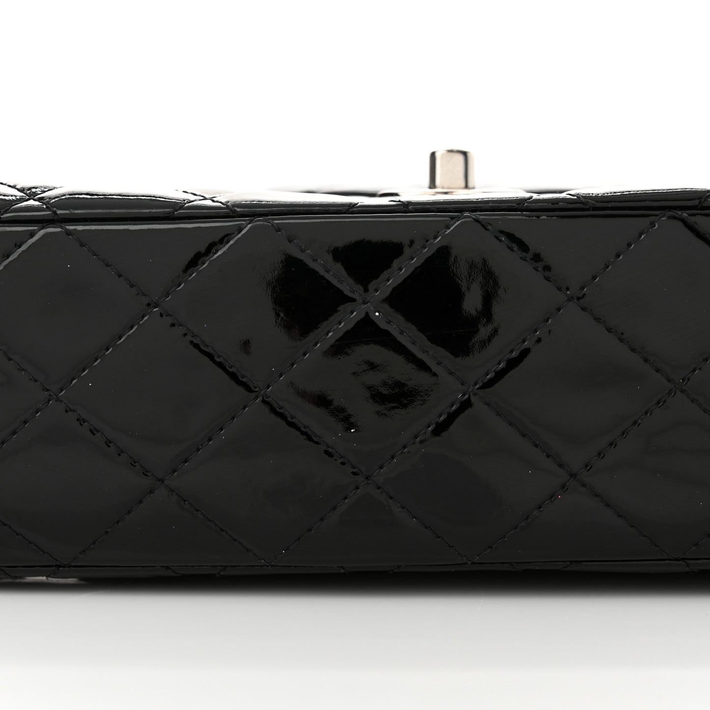 Patent Quilted Medium Double Flap Black