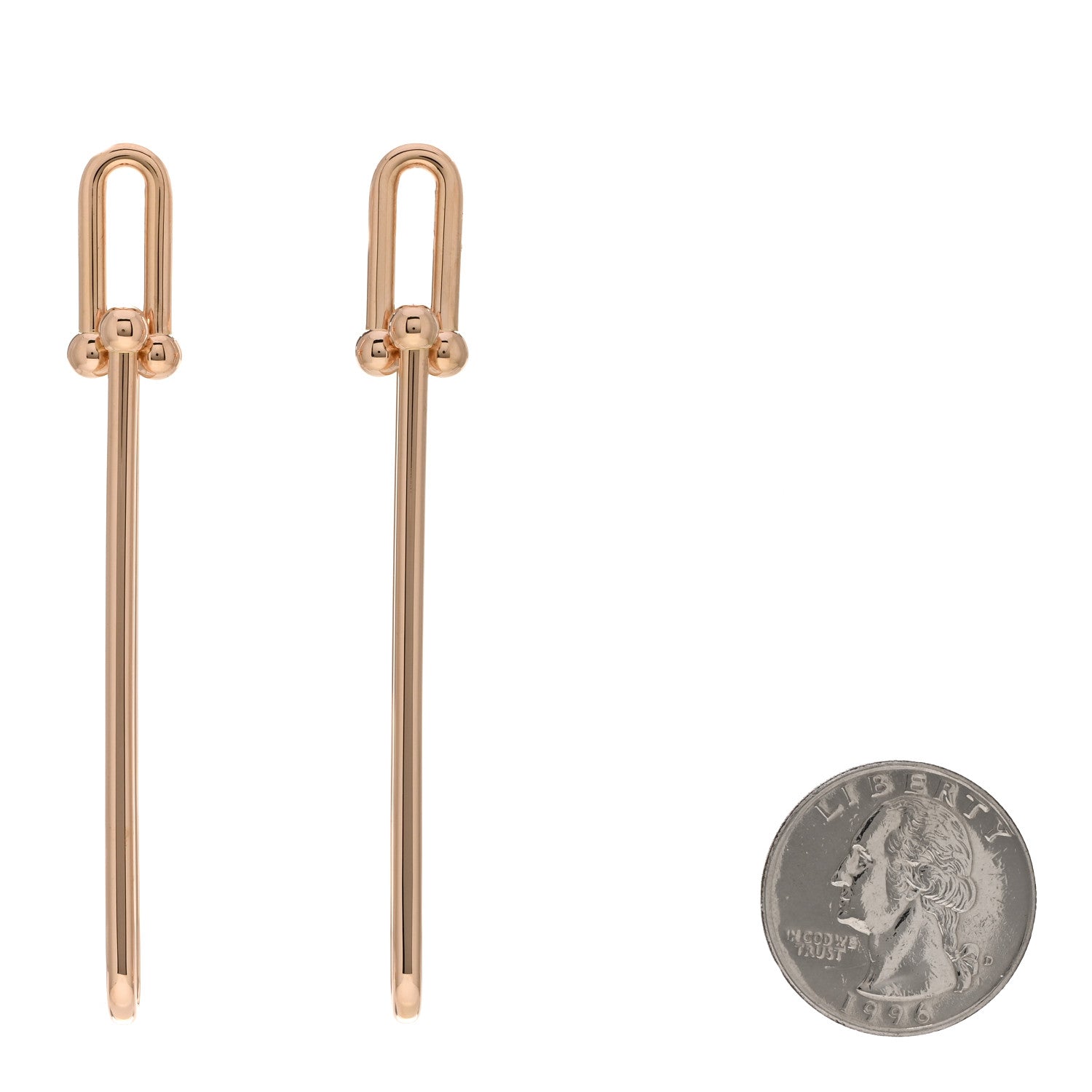 Tiffany 18K Rose Gold HardWear Double Long Link Earrings 2 of 5