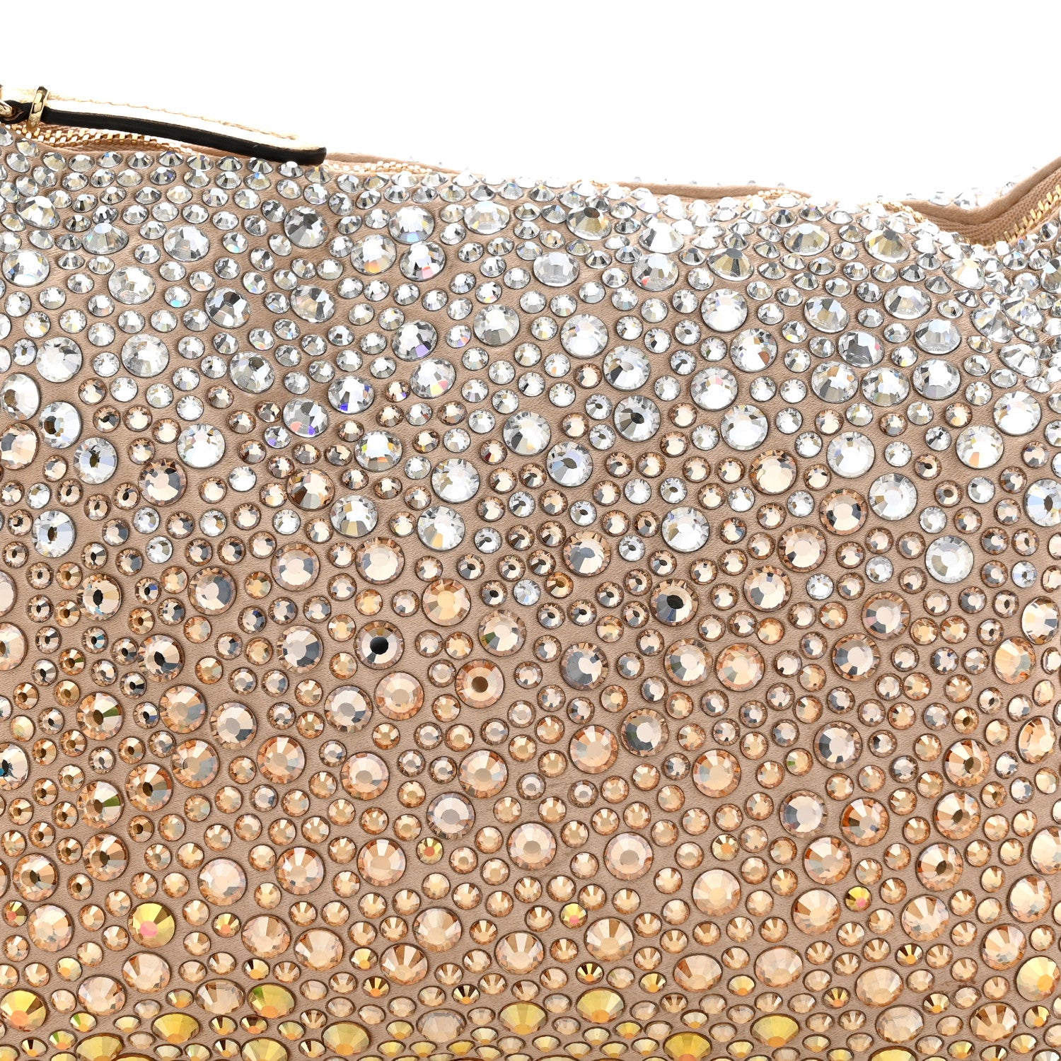 Jimmy Choo Satin Crystal Embellished Callie Tasseled Clutch Gold 8 of 10