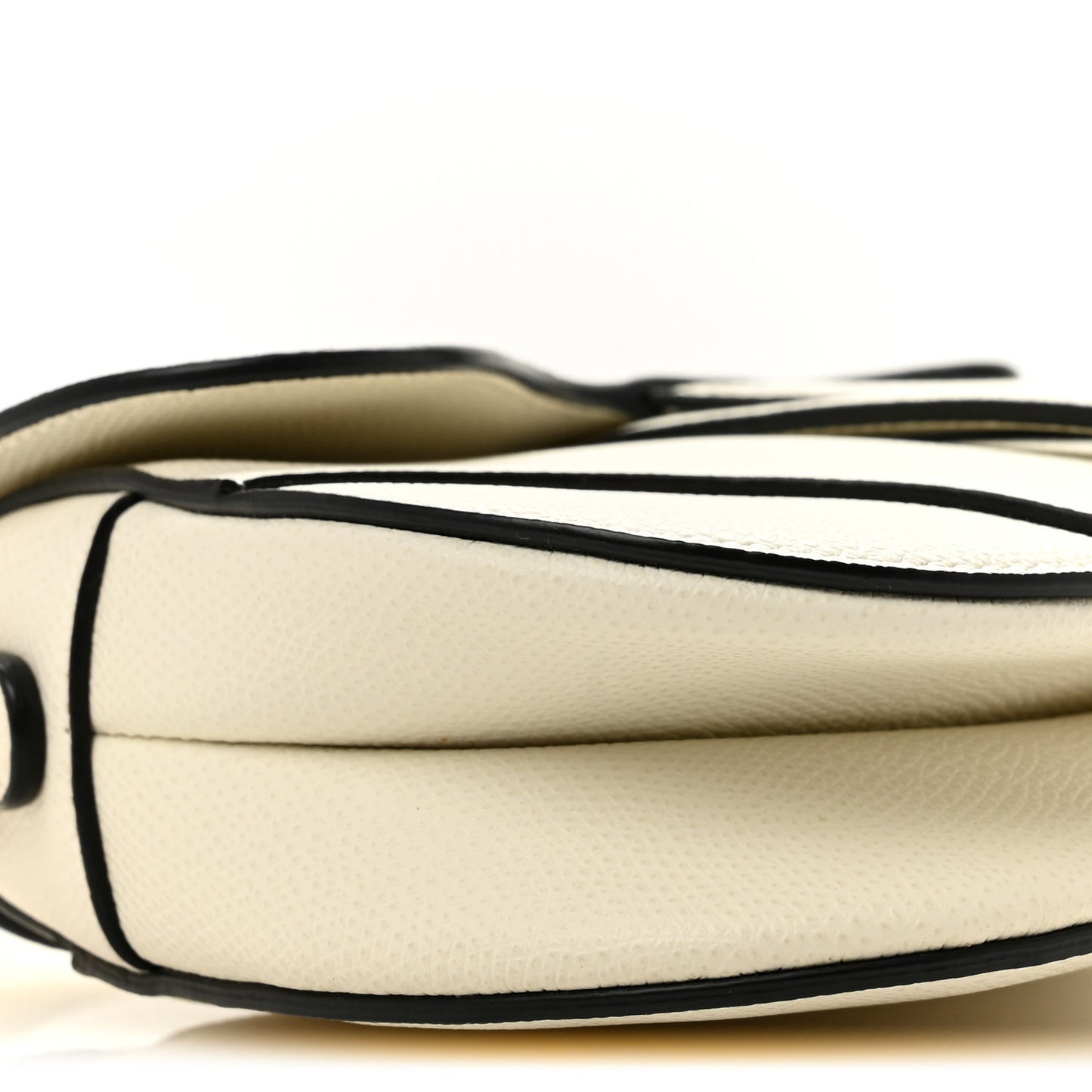 Grained Calfskin Mini Saddle Bag White