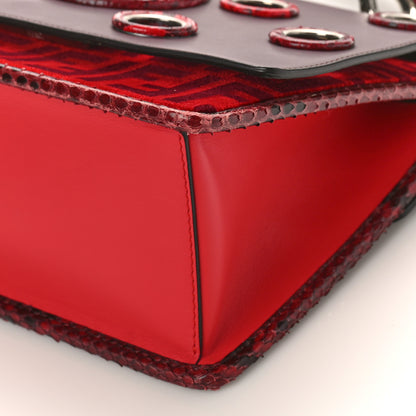 Fendi Vitello Century Velvet Snakeskin F is Fendi FF Kan I Shoulder Bag Burgundy 8 of 8