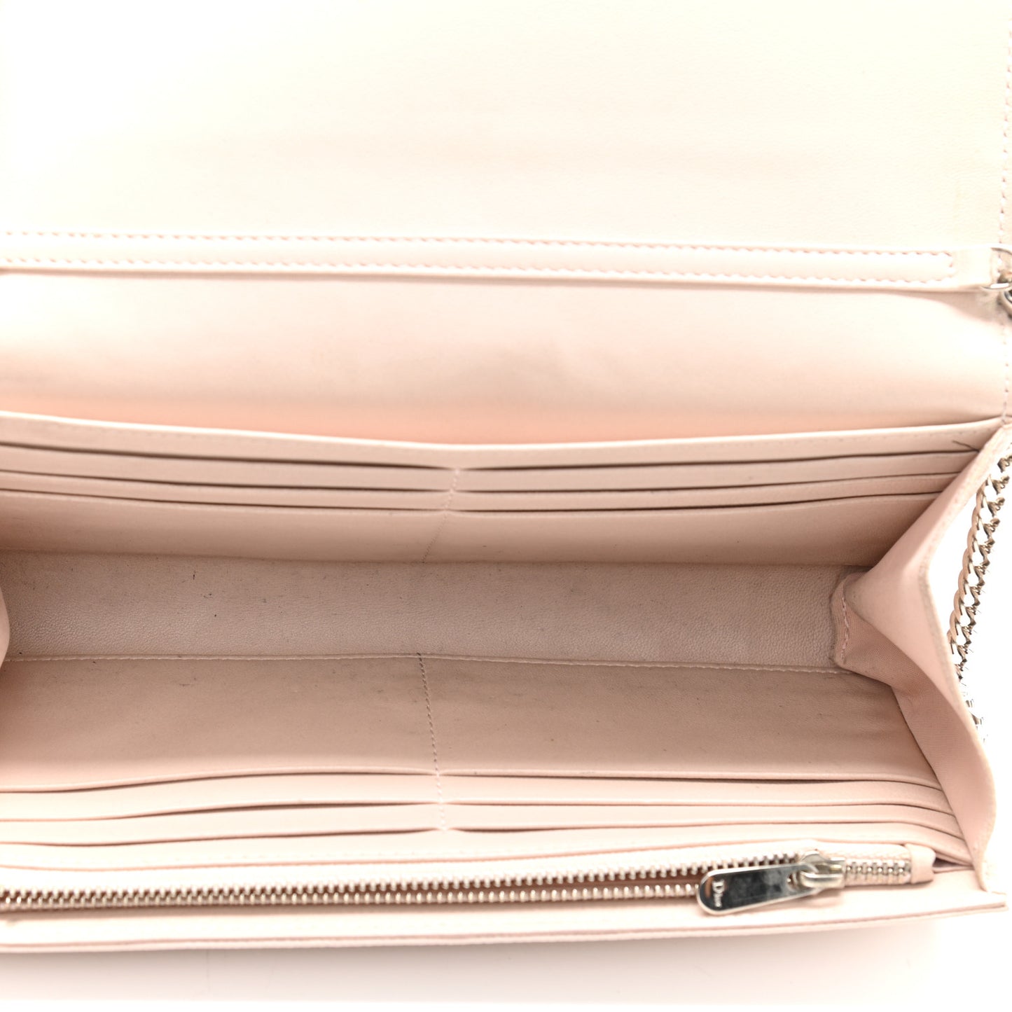 Grained Calfskin Diorama Wallet on Chain Pouch Rose Poudre