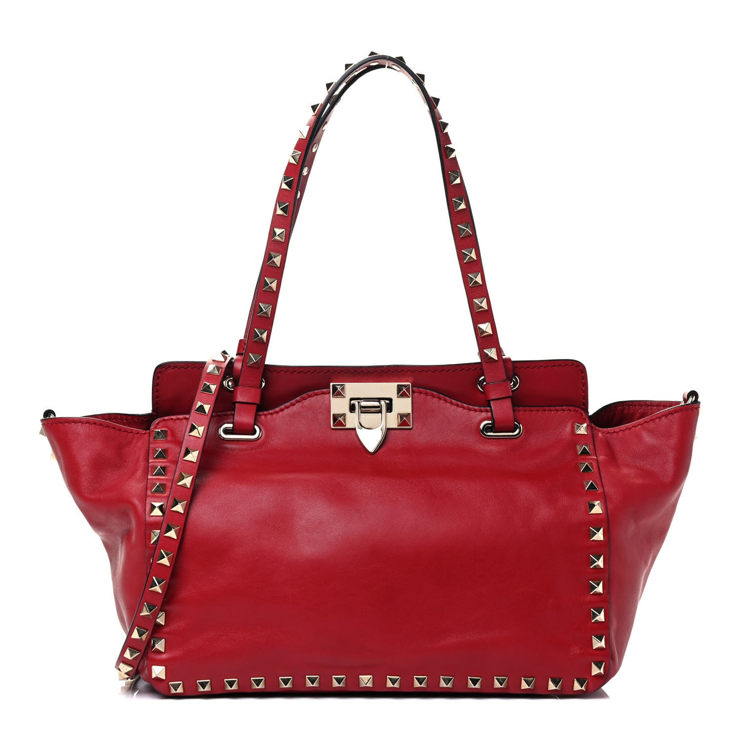 Vitello Small Rockstud Tote Rosso Valentino