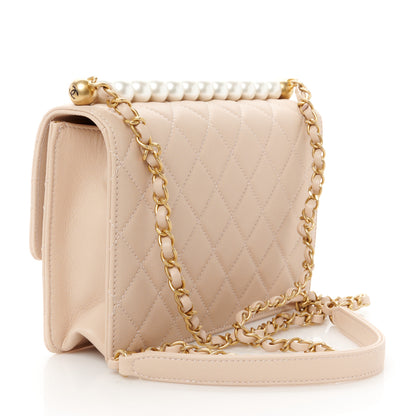 Chanel Lambskin Quilted Small Chic Pearls Flap Light Beige 3 of 12