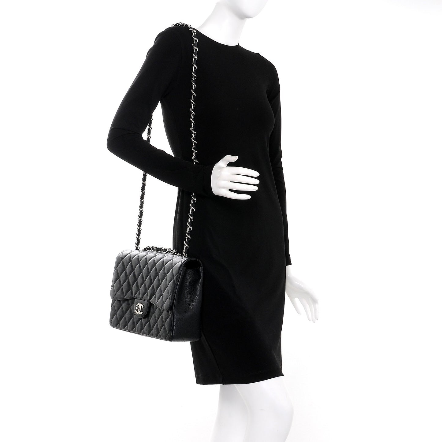 Caviar Quilted Jumbo Single Flap Black