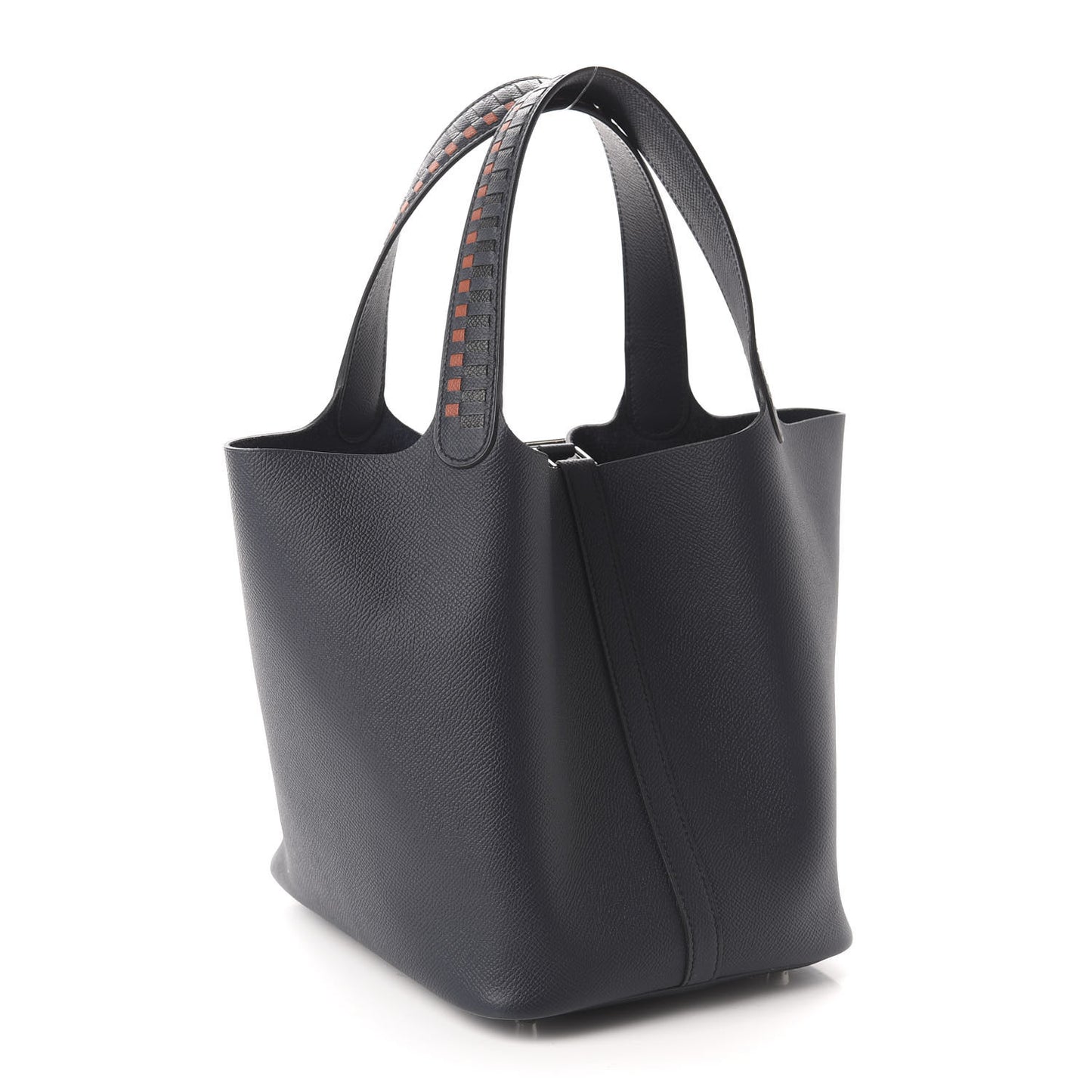 Epsom Tressage De Cuir Picotin Lock 22 MM Bleu Indigo Black Terre Battue