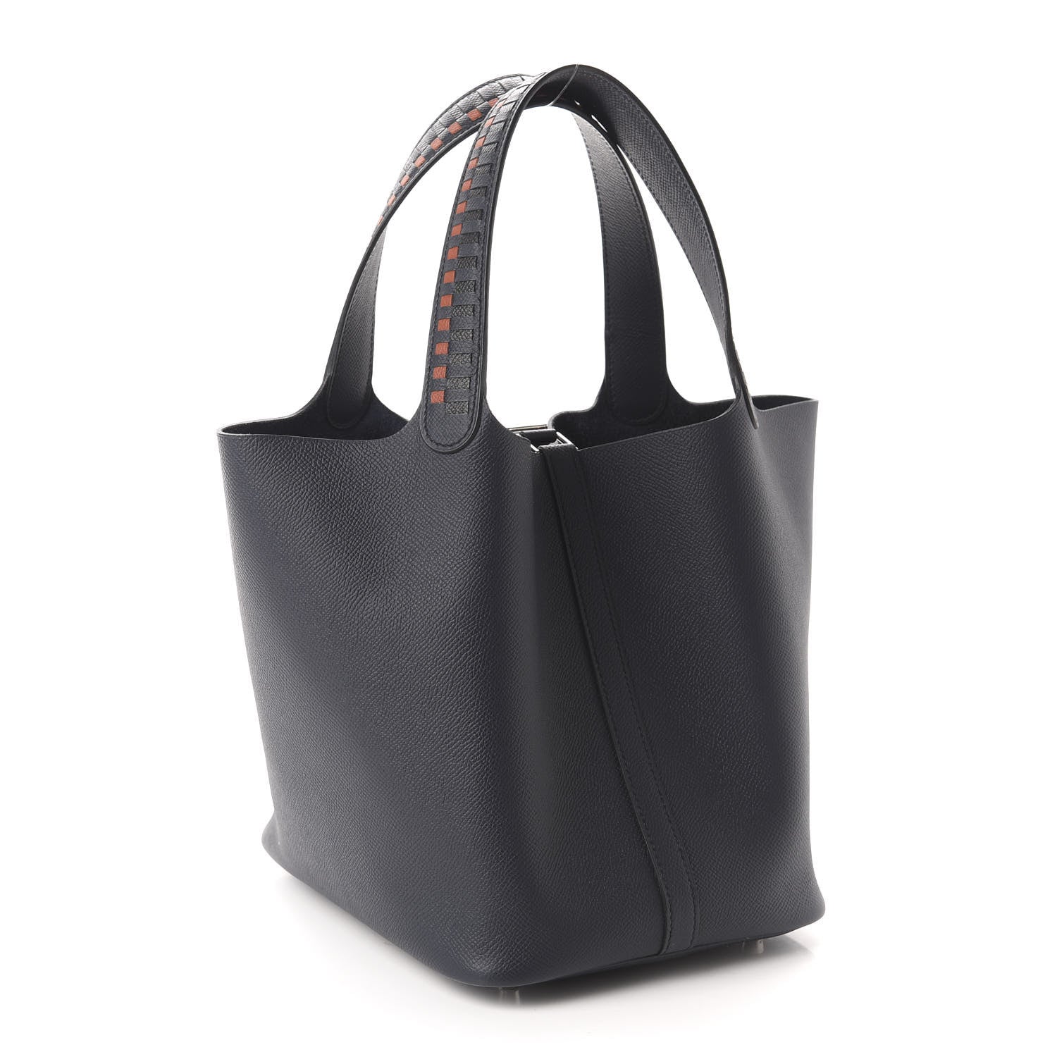 Hermes Epsom Tressage De Cuir Picotin Lock 22 MM Bleu Indigo Black Terre Battue 3 of 11