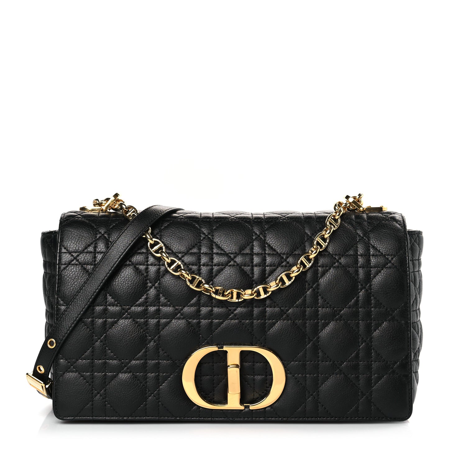 Grained Calfskin Cannage Large Caro Bag Black