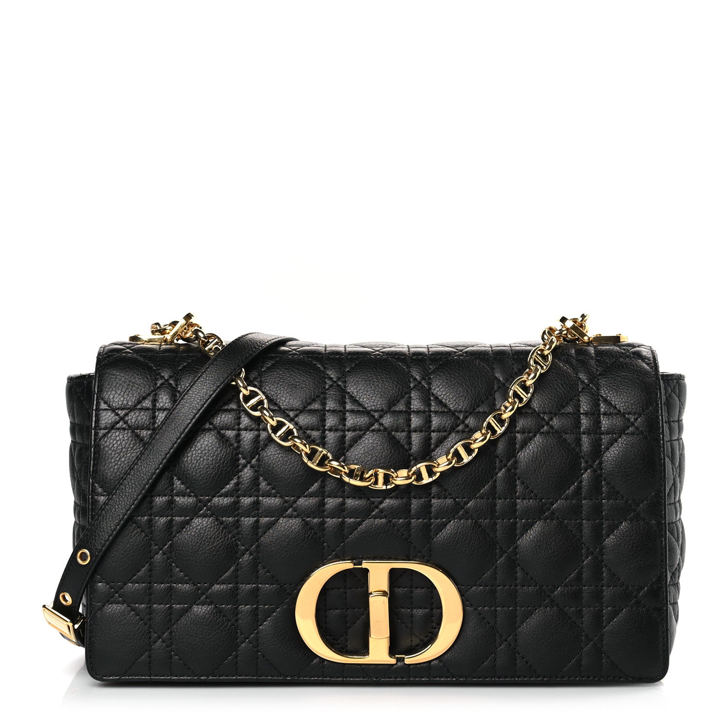 Christian Dior Grained Calfskin Cannage Large Caro Bag Black 1 of 9