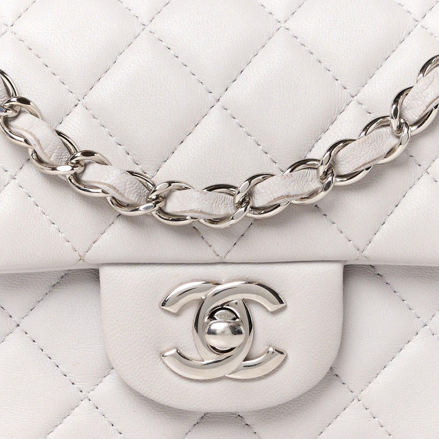 Lambskin Quilted Mini Rectangular Flap Grey
