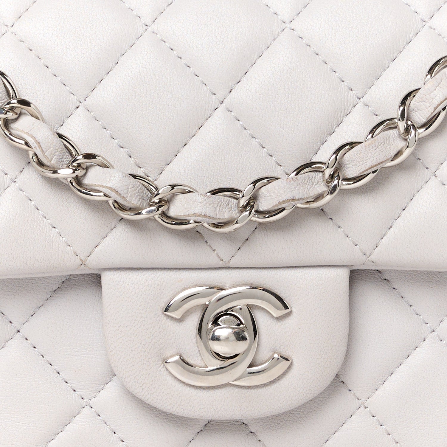 Chanel Lambskin Quilted Mini Rectangular Flap Grey 9 of 13