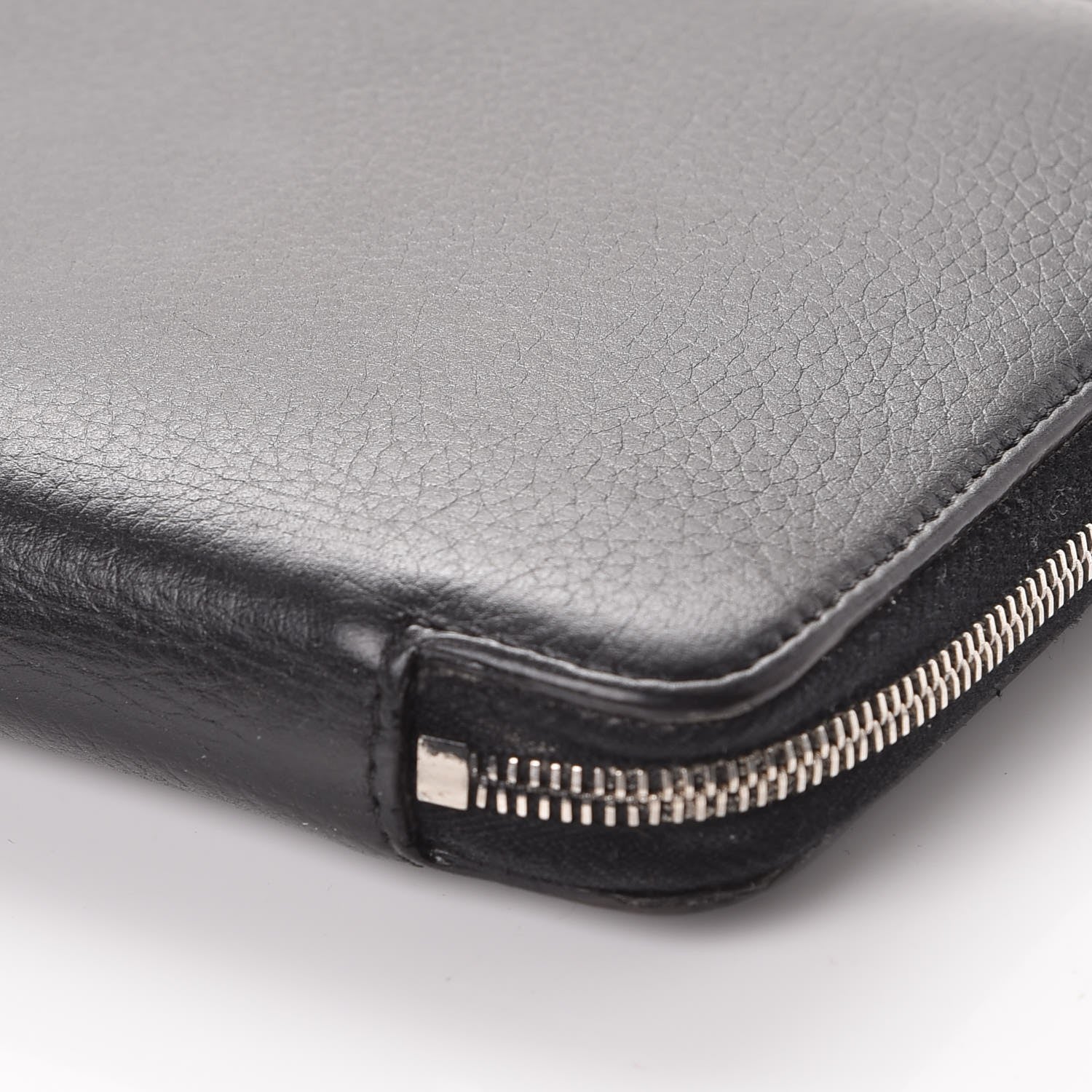 Celine Drummed Calfskin Zip Around Organizer Wallet Black Citron 13 of 15