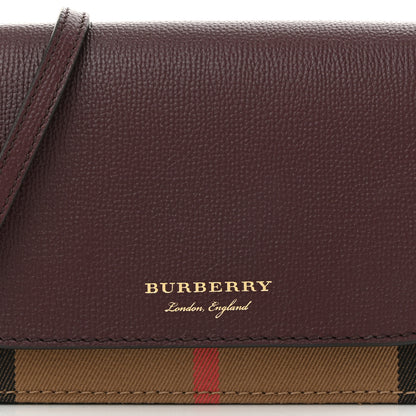 Burberry Grained Calfskin House Check Tartan Mix Hampshire Wallet On Chain Burgundy 7 of 9