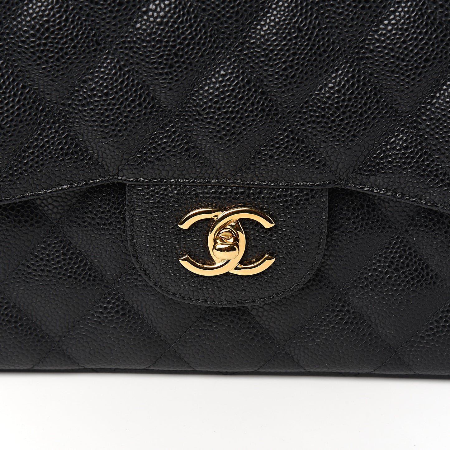 Caviar Quilted Jumbo Double Flap Black